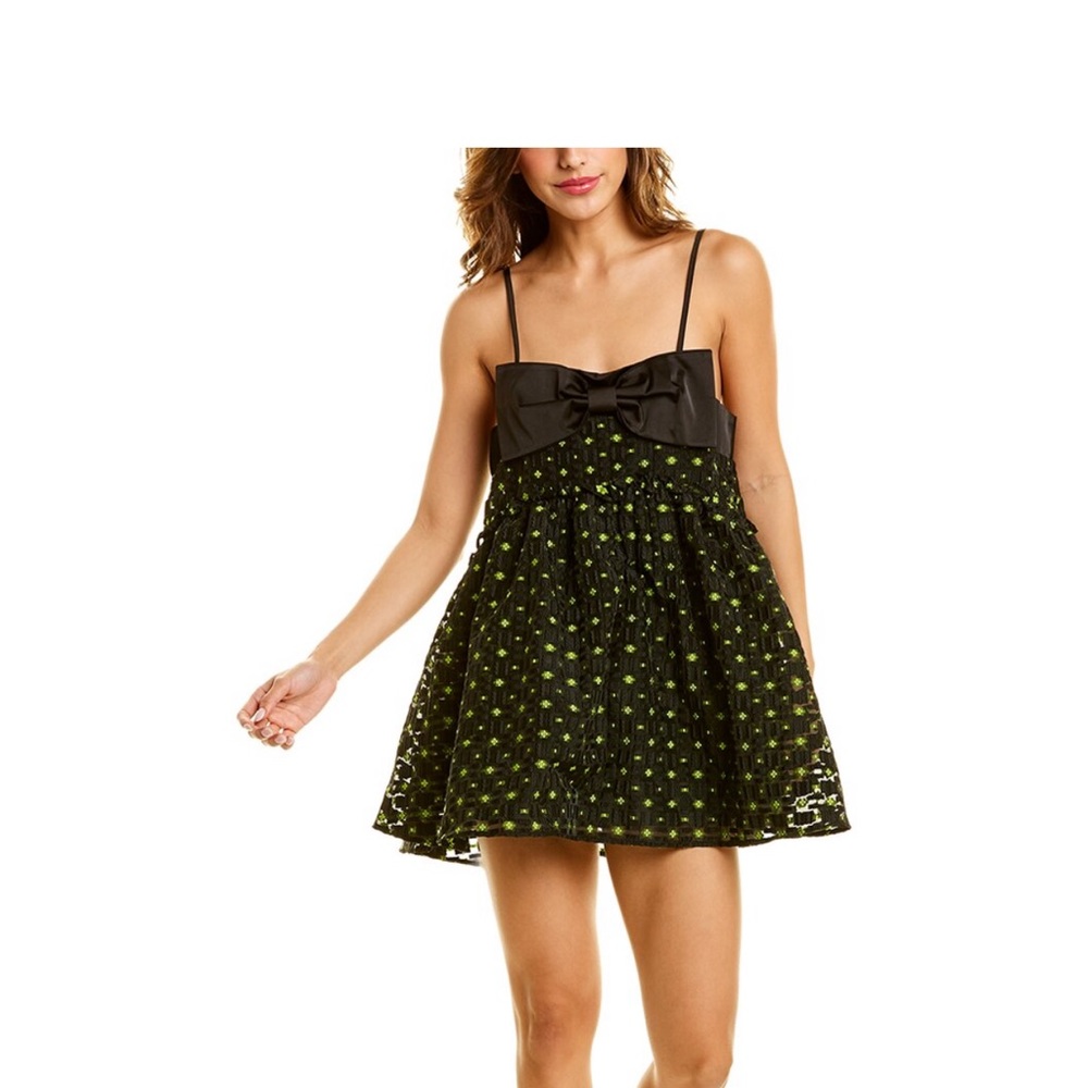 70/21 black and green babydoll dress